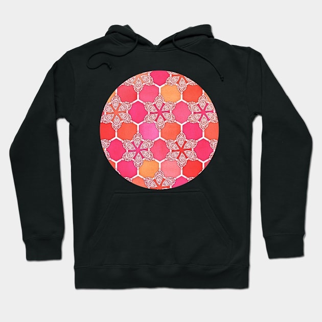 Pink Spice Honeycomb - Doodle Hexagon Pattern Hoodie by micklyn